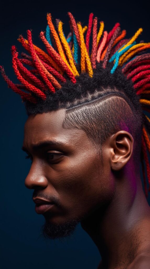 6. Colored Dreadlock Mohawk