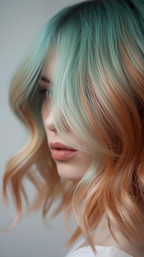 6. Pastel Teal with Soft Copper Orange