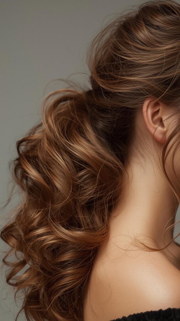 6. Side-Swept Curly Ponytail