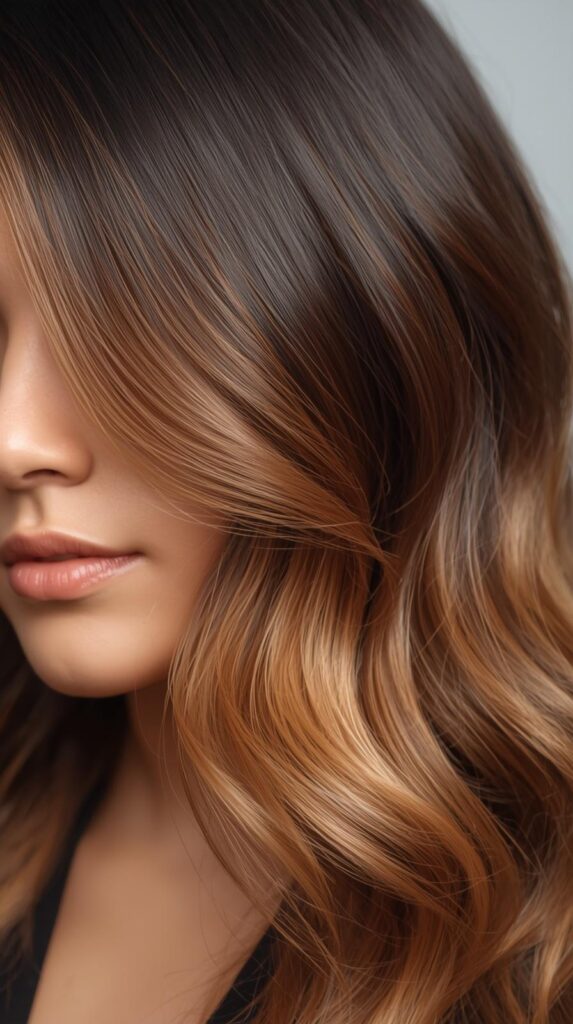 7. Caramel Ombre on Dark Hair
