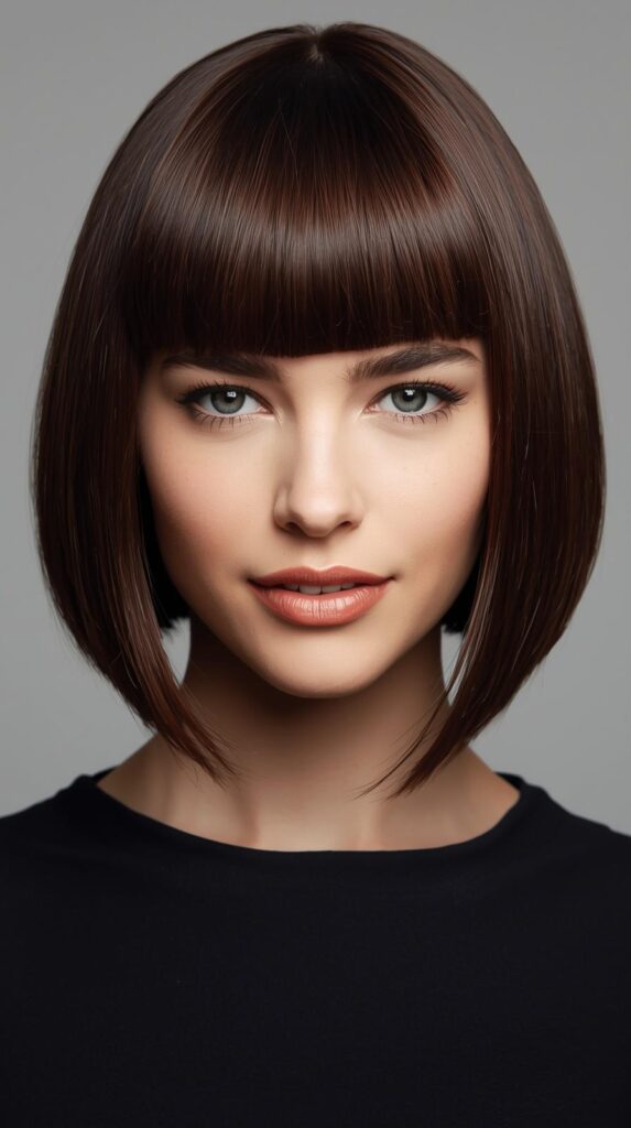 7. Chin Length Bob With Bangs