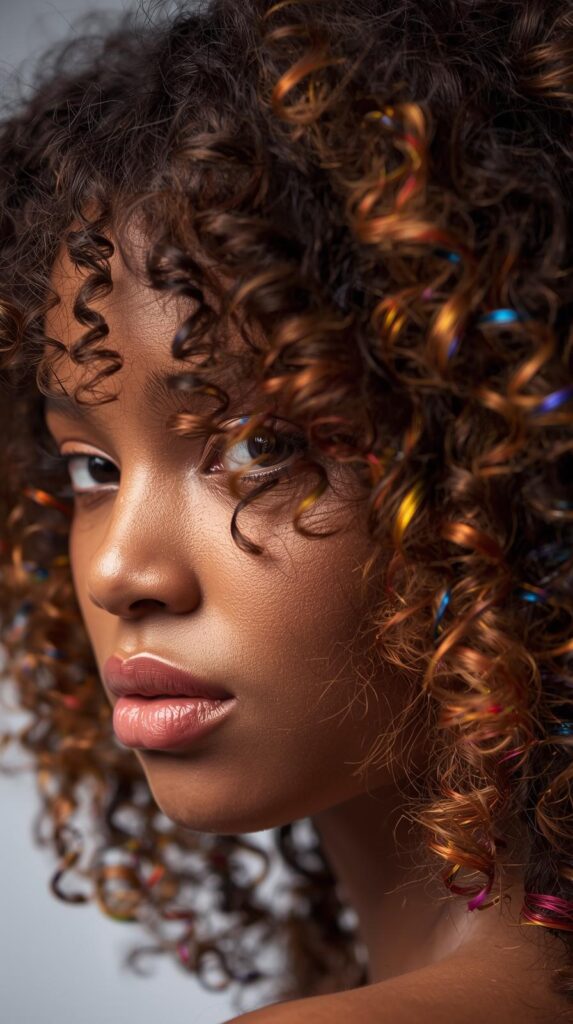 8. Rainbow Peekaboo Under Curly Layers