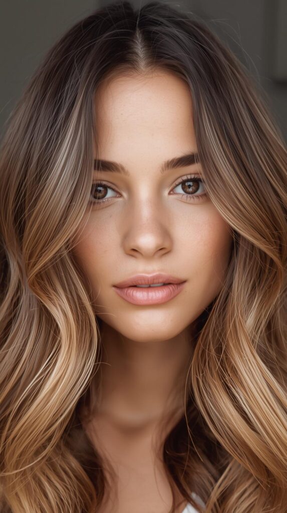 8. Wavy Hair with Caramel Highlights