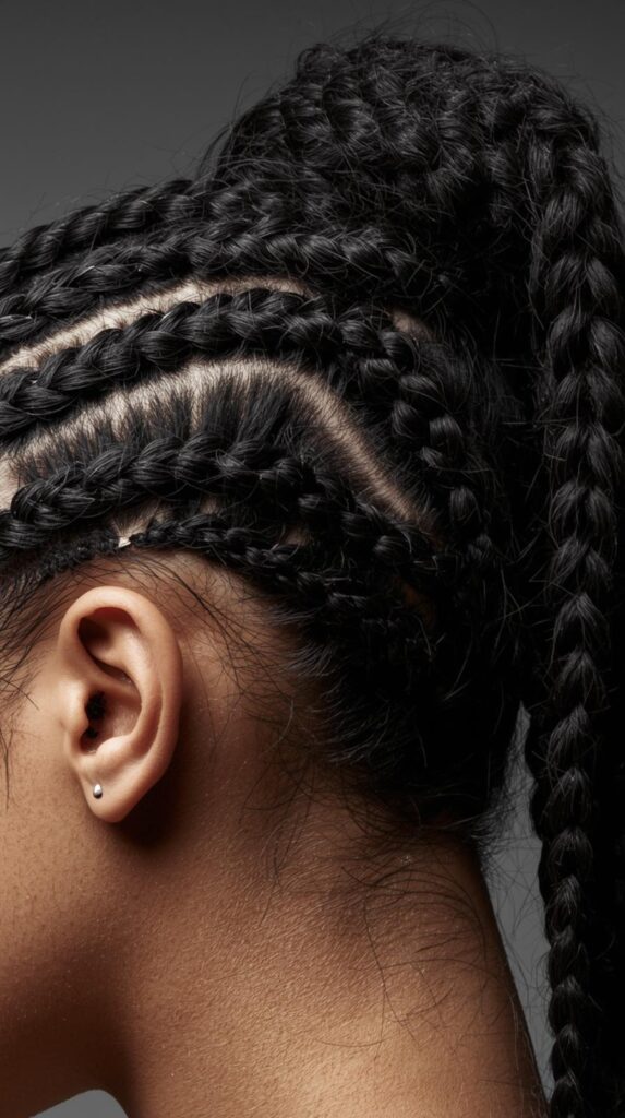 9. Boxer Braids into Ponytail