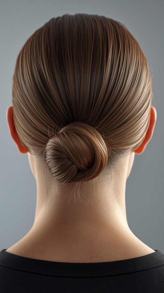 9. Sleek Low Bun for Helmet Comfort