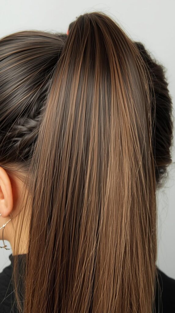 1. High Ponytail with Braided Base