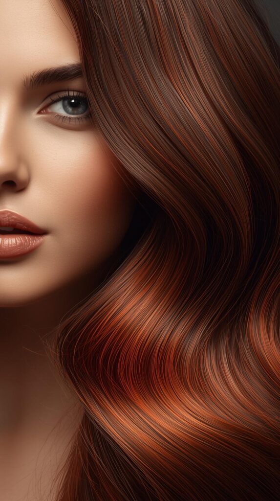 10. Auburn Highlights on Brown Hair