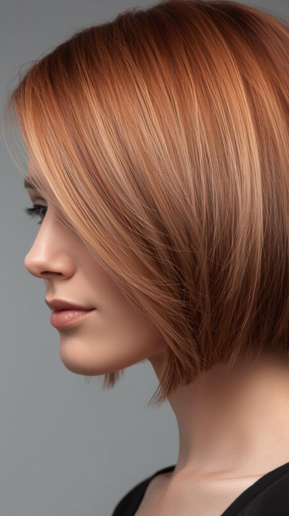 10. Short Bob with Light Copper Balayage