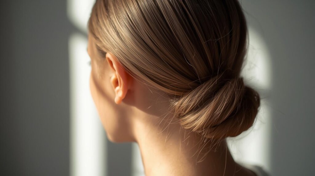 Sleek Low Bun with Side Part
