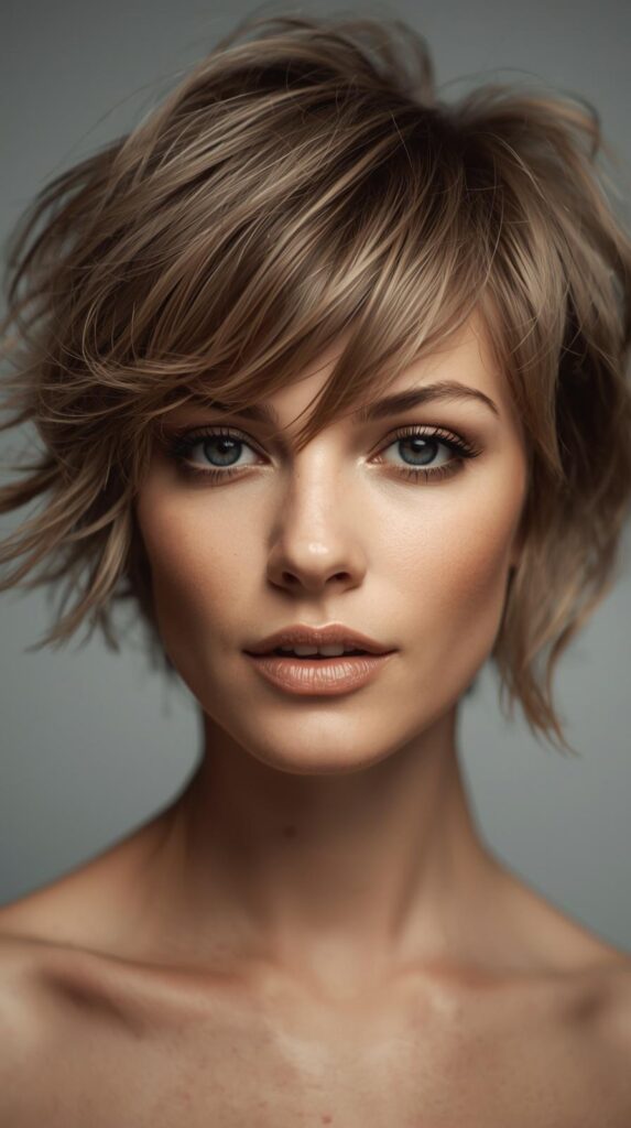 Wavy Messy Pixie with Bangs