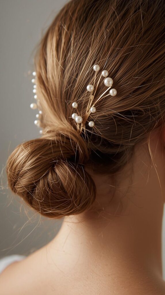 11. Accessorized Ponytail (Clips or Pearls)