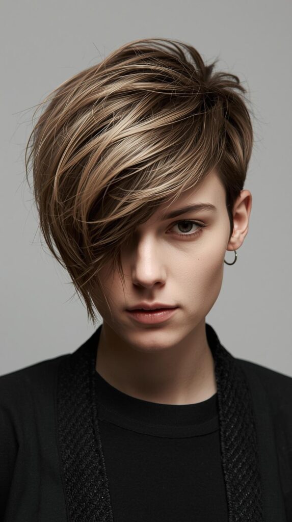 Asymmetrical Messy Pixie with Side Bangs