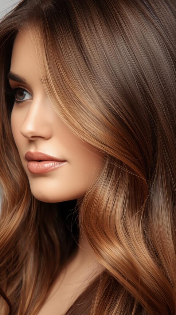 11. Honey Brown Balayage with Gloss Finish