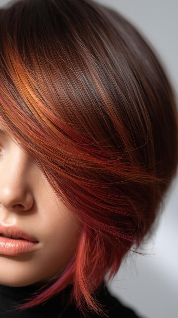 Layered Hair with Blended Peekaboo Tones