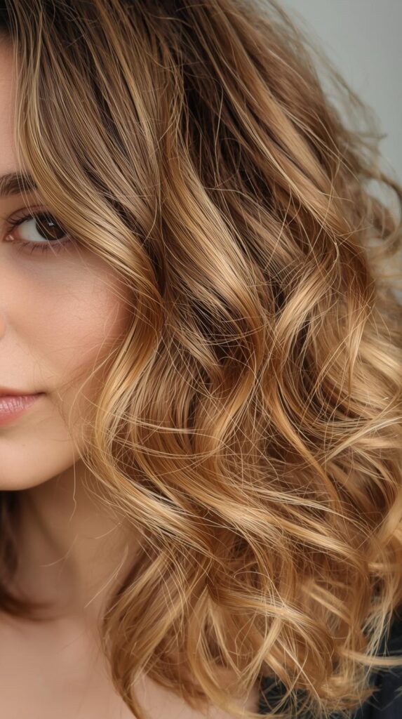 12. Multi-Tone Honey Balayage Curls