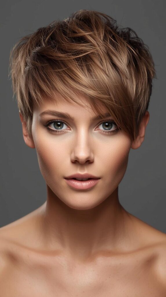 Choppy Pixie with Layered Bangs