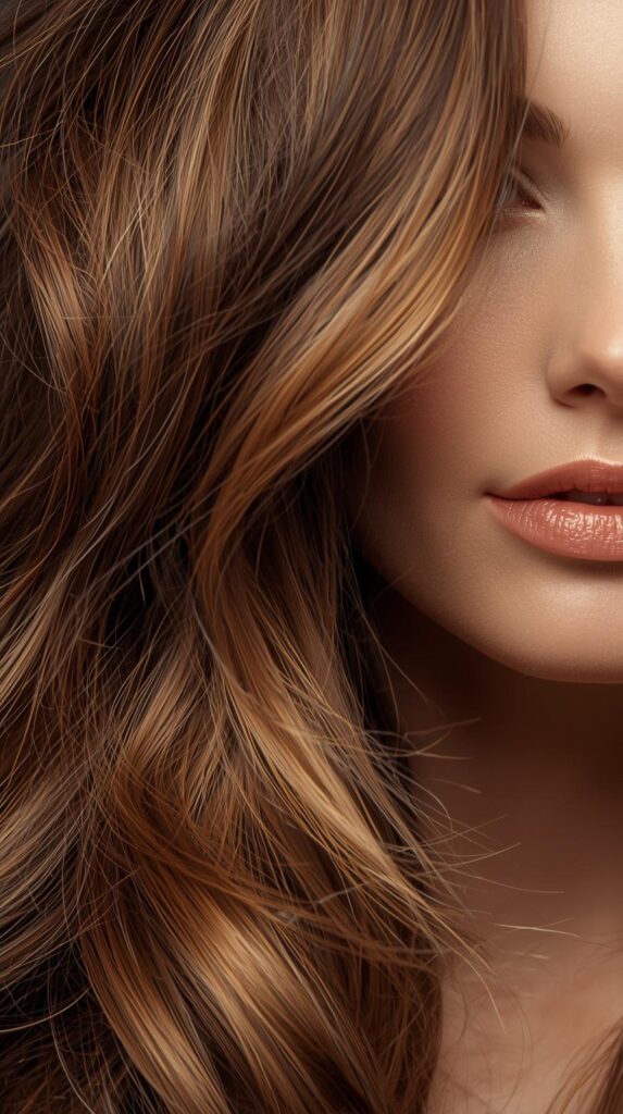 2. Deep Brown Base with Honey Highlights