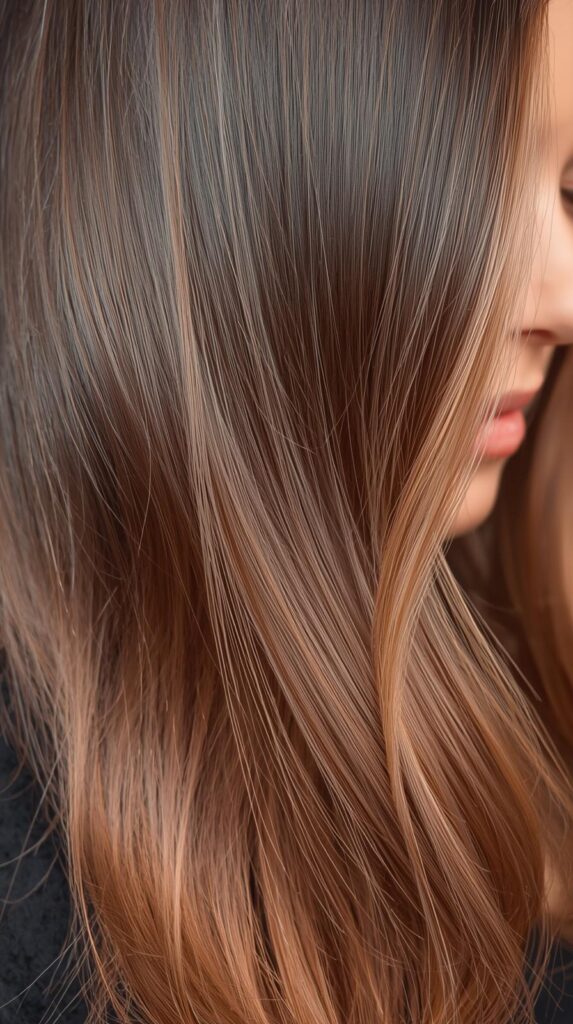 2. Light Copper Balayage on Dark Brown Base