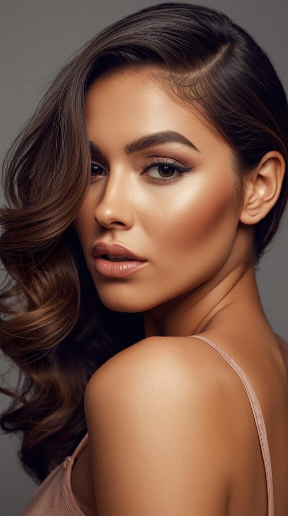 Deep Wave Side Part Glam Look