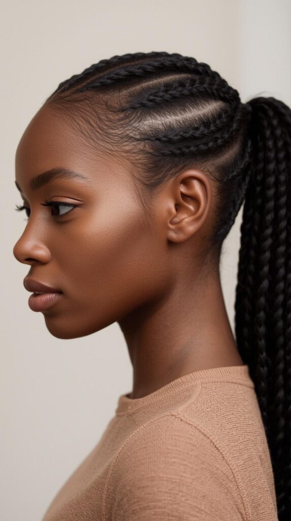 4. Braided Crown Ponytail