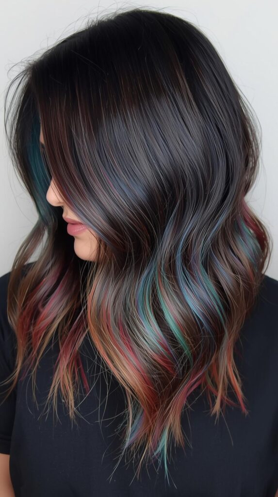 4. Dark Base with Hidden Rainbow Underlayers