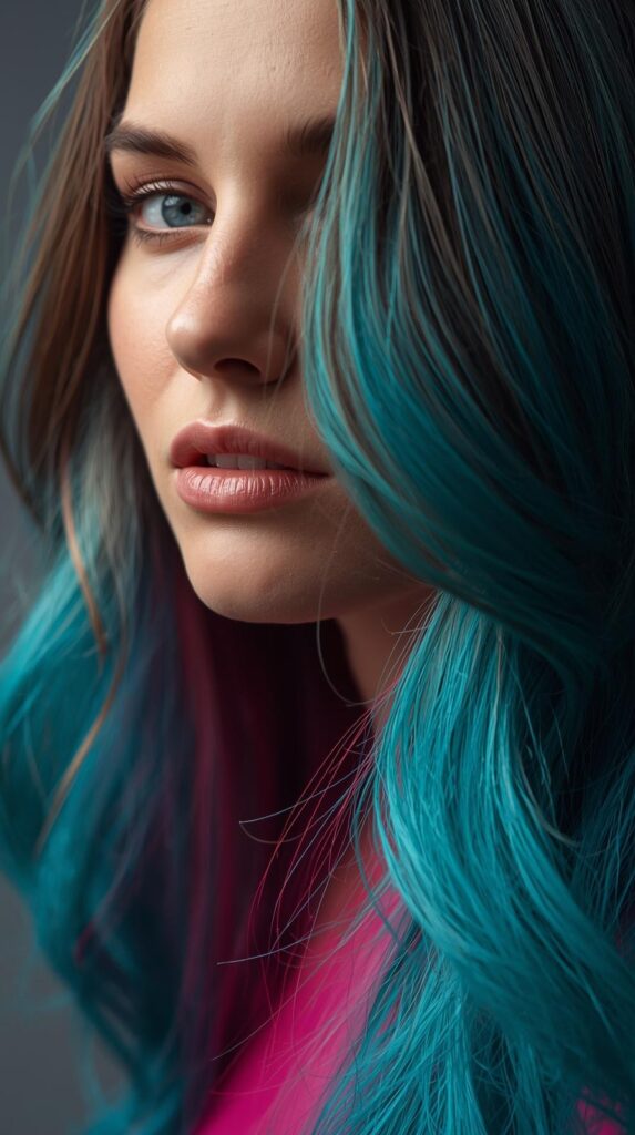 Long Layers with Turquoise Pink Underlayer