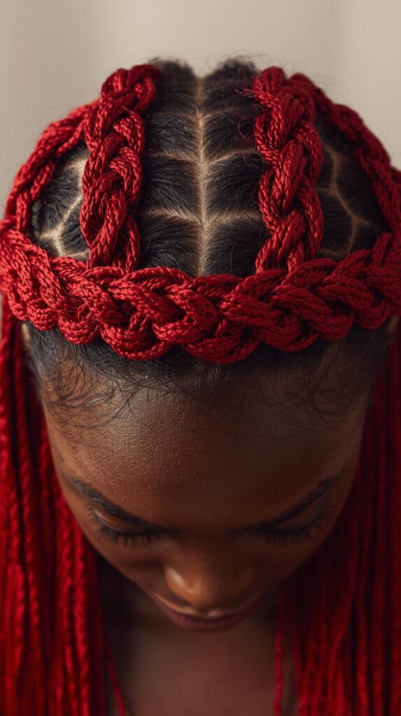 Red Braided Crown Style