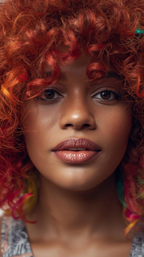 5. Curly Bob with Rainbow Peekaboo Layers