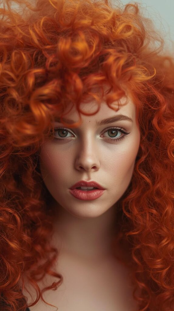 Fiery Red Voluminous Curls