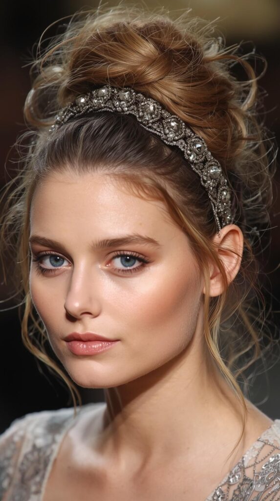 5. High Messy Bun with Headband