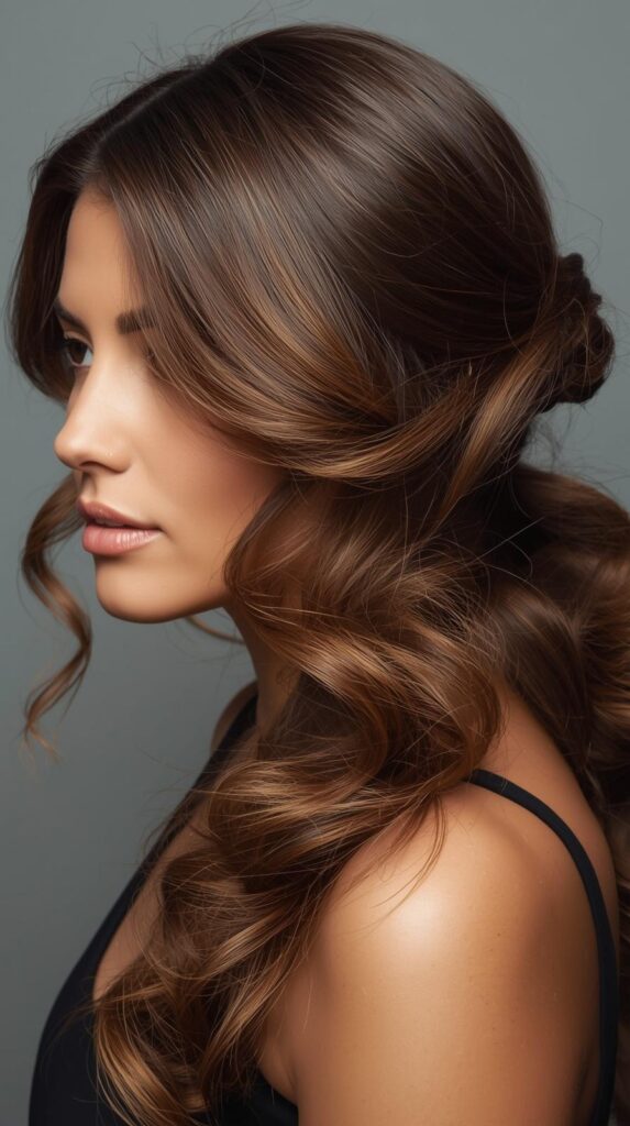 deep wave low ponytail with volume 