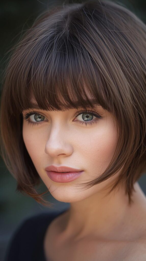 7. Chin-Length Cut with Curtain Bangs