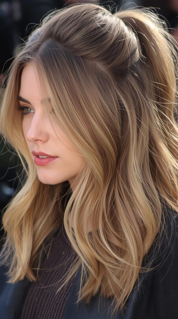 7. Half-Up Ponytail with Layers