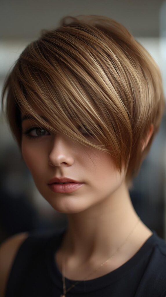Layered Pixie with Long Bangs