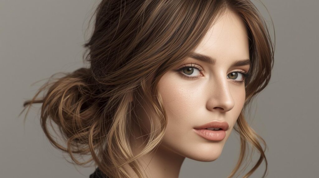 Low Ponytail with Loose Waves and Face-Framing Layers