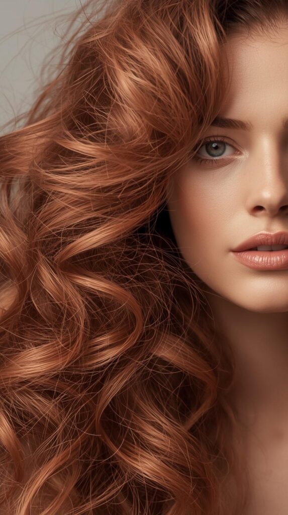 7. Rose Gold Copper Brown Curls