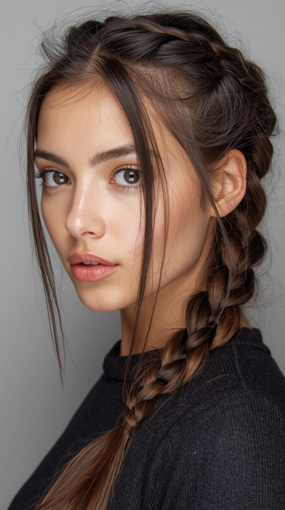 7. Side Braid Ponytail