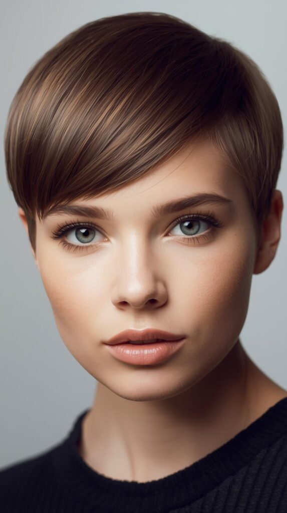 7. Sleek Pixie with Blunt Bangs