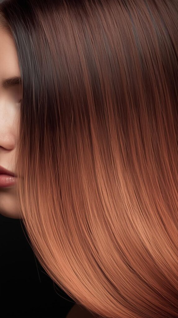 8. Dark Root Rose Gold Copper Brown Melt