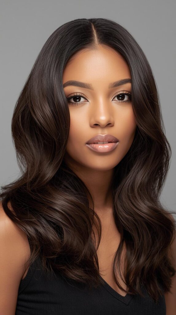 Deep Wave Middle Part Sleek Style