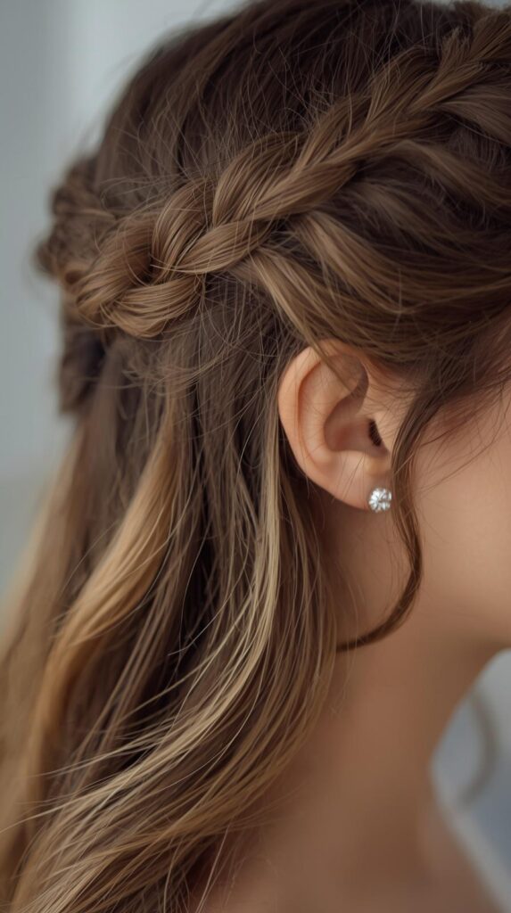 9. Half-Up Braided Style