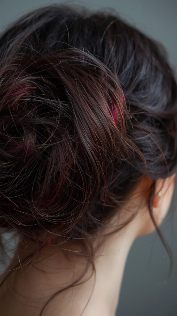 Messy Bun with Peekaboo Highlights