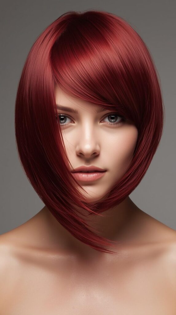 Red Middle Part Straight Look