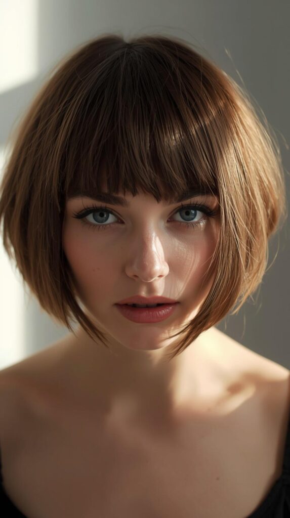 9. Short Hair with Curtain Bangs