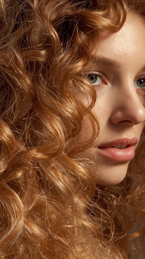 9. Voluminous Curly Hair with Honey Highlights