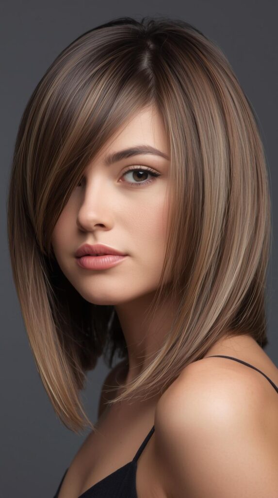 Layered Lob for a Slimming Effect