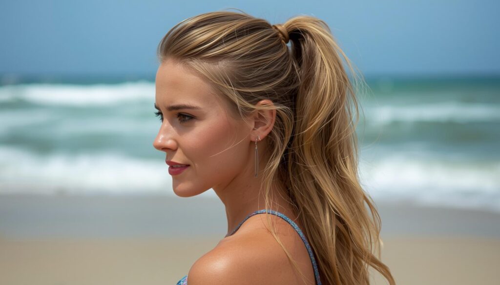 5. Side Swept Loose Ponytail