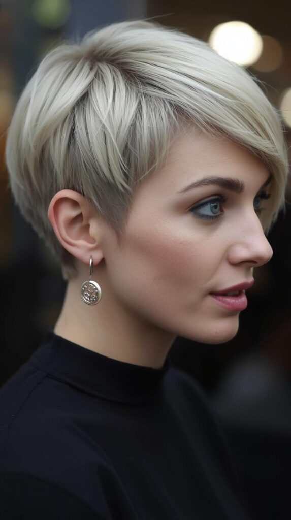 Classic Chin Length Pixie Bob with Side Part