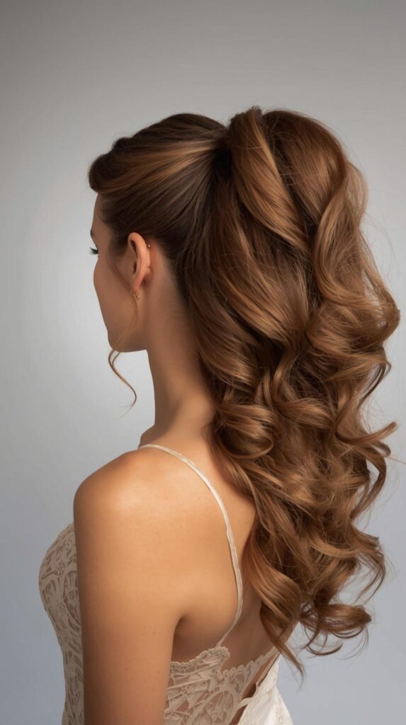 Classic Curly High Half Up Ponytail