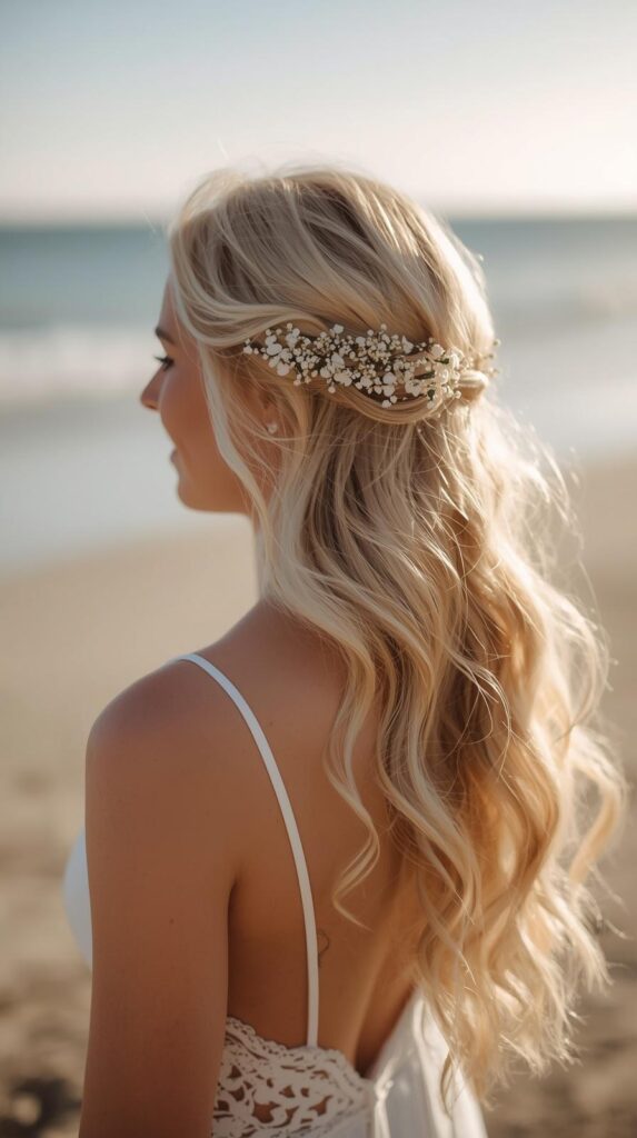 1. Loose Waves Beach Wedding Hairstyles for Long Hair